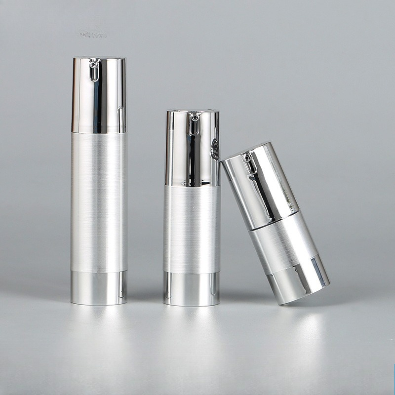 Luxury Skincare Packaging - 15/30/50ml Silver Travel Lotion Empty Vacuum