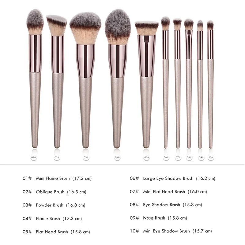 10-Piece Champagne Makeup Brus - Luxury Skincare Set recensione e prezzo