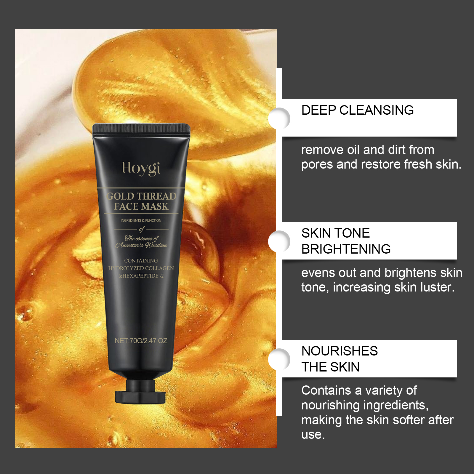 HOYGI 24K Gold Peeling Face Ma - Luxury Gold Skincare recensione e prezzo