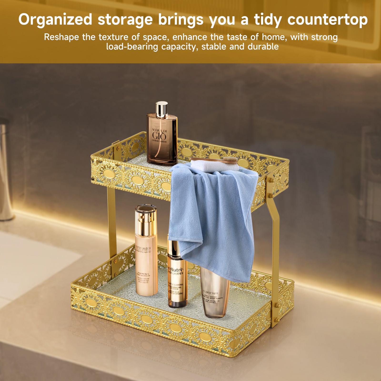 Double-Layer Glass Storage Tra - Luxury Gold Skincare recensione e prezzo